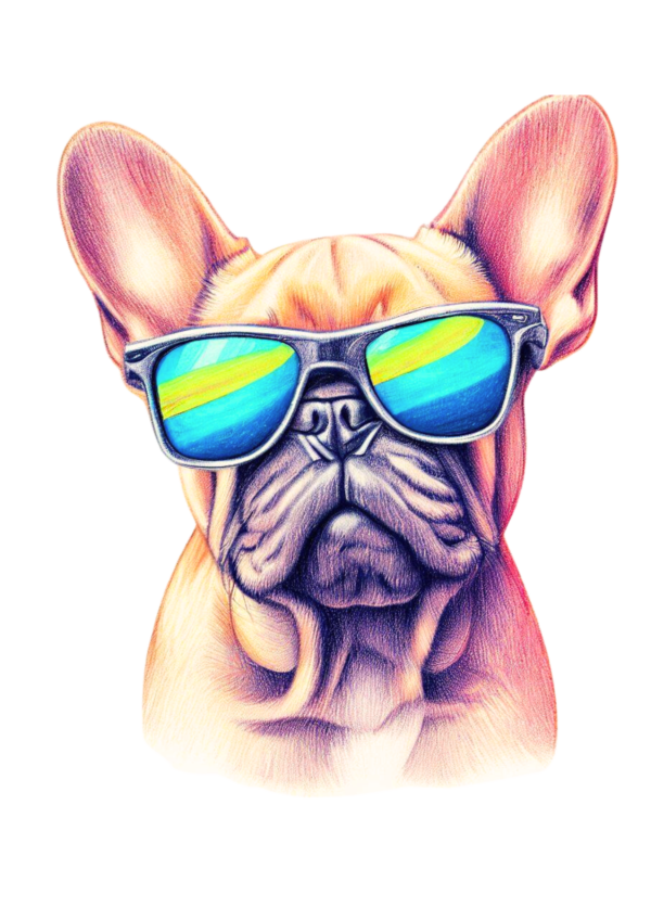 Cool French Bulldog, Digital Art Download
